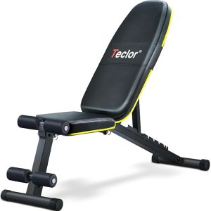 Teclor Adjustable Weight Bench, Foldable Workout Benches for Home Gym, 10 Backrest Position Exercise Bench for Strength Training, Upgraded Thickened Steel Support Max Capacity 700LBs