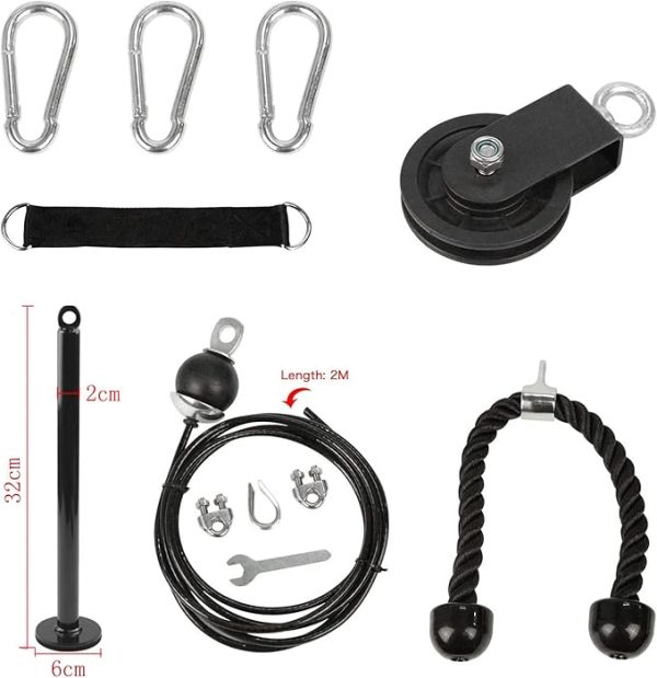 LFJ LAT Pull Down and Lift Weight Pulley System Cable Machine Pulley Attachment for Triceps Pull Down, Biceps Curl, Back, Forearm, Shoulder Home Gym Equipment - Image 2