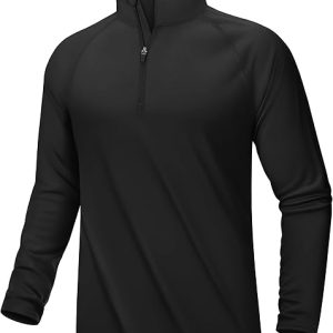 KEFITEVD Long Sleeve Shirts for Mens UPF 50+ 1/4 Zip Pullover Shirts Outdoor Cooling Athletic Shirt Swim Summer Rash Guard