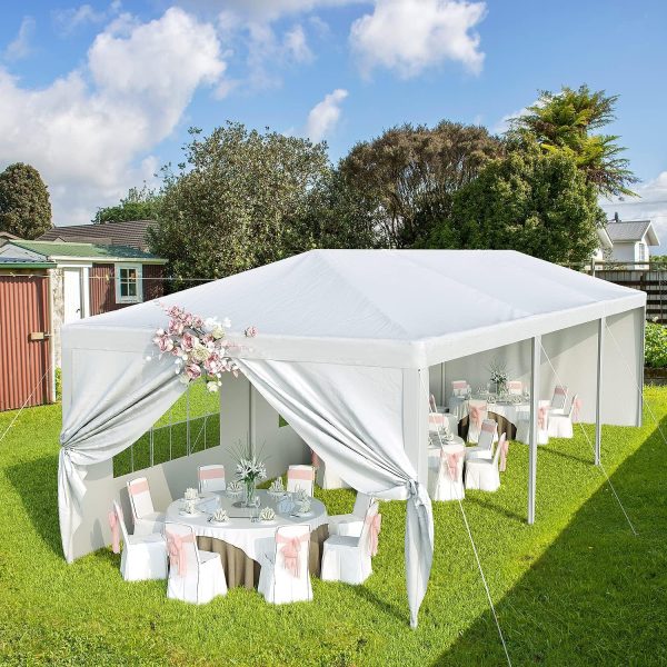 Devoko 10'x30' Outdoor Party Tent, Heavy Duty Canopy Event Wedding Tent for Parties Backyard Patio, White - Image 2