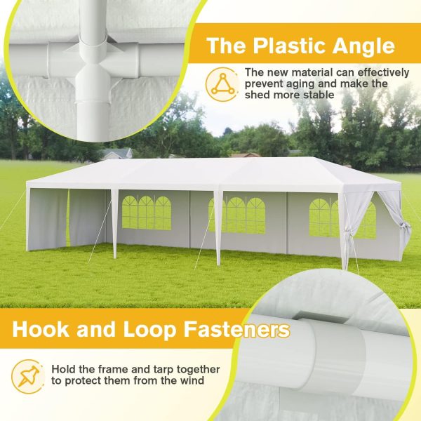 Devoko 10'x30' Outdoor Party Tent, Heavy Duty Canopy Event Wedding Tent for Parties Backyard Patio, White - Image 4