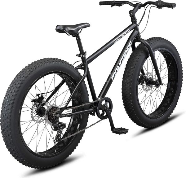 Mongoose Malus Mens and Women Fat Tire Mountain Bike, 26-Inch Bicycle Wheels, 4-Inch Wide Knobby Tires, Steel Frame, 7 Speed Drivetrain, Shimano Rear Derailleur, Disc Brakes - Image 2