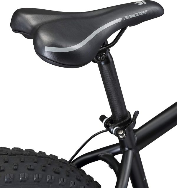 Mongoose Malus Mens and Women Fat Tire Mountain Bike, 26-Inch Bicycle Wheels, 4-Inch Wide Knobby Tires, Steel Frame, 7 Speed Drivetrain, Shimano Rear Derailleur, Disc Brakes - Image 5