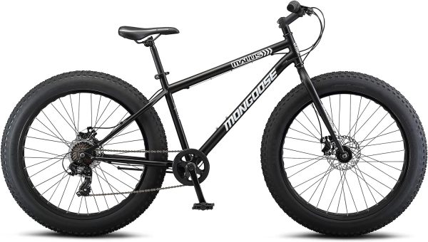 Mongoose Malus Mens and Women Fat Tire Mountain Bike, 26-Inch Bicycle Wheels, 4-Inch Wide Knobby Tires, Steel Frame, 7 Speed Drivetrain, Shimano Rear Derailleur, Disc Brakes - Image 7